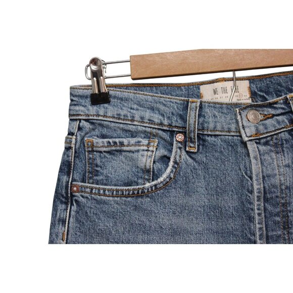 We The Free People Jeans Size 31 Straight Leg Button Fly Distressed High Rise - Picture 5 of 12